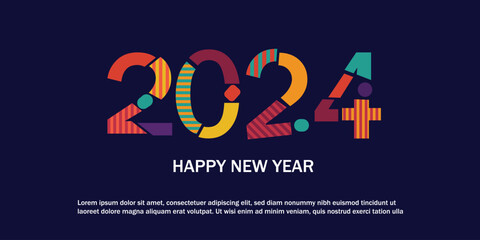 2024 Happy New Year logo text design. 2024 number design template. Vector illustration. - obrazy, fototapety, plakaty