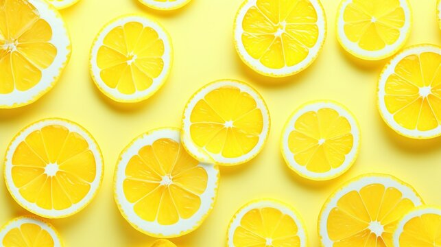 Sliced yellow lemons pattern texture background