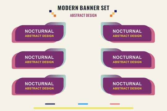 Random modern abstract vector banner set. Flat geometric shapes of different colors design style. Template for web or print design.