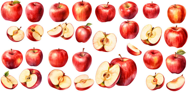 Apple  watercolor illustration clipart. Generative AI