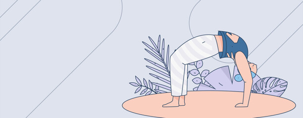 Practicing yoga, physical and mental health, flat vector character concept, operation hand drawn illustration
