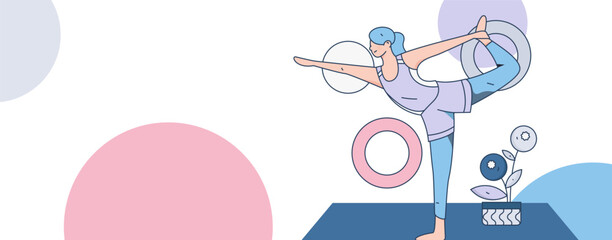 Practicing yoga, physical and mental health, flat vector character concept, operation hand drawn illustration
