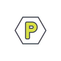 Vector sign of the parking symbol isolated on a white background. icon color editable.