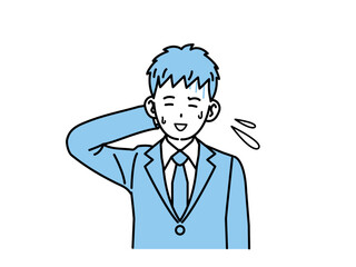 焦って動揺し困った表情をする中高生の男の子