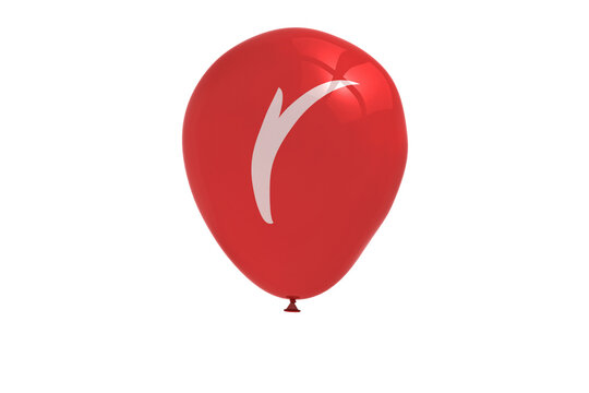 Digital png illustration of red balloon with r letter on transparent background
