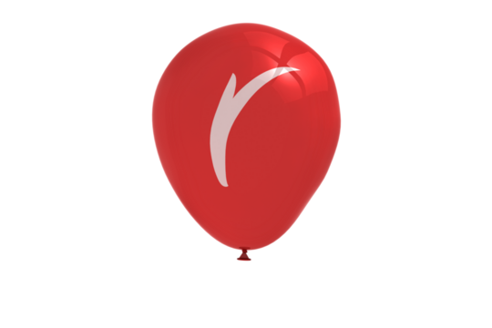 Digital png illustration of red balloon with r letter on transparent background