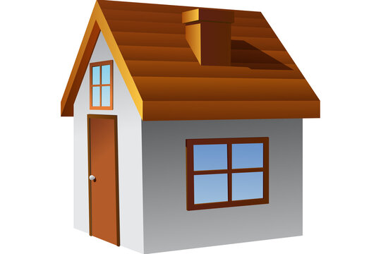 Digital png illustration of house with brown roof and door on transparent background