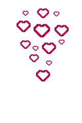 Digital png illustration of red hearts repeated on transparent background