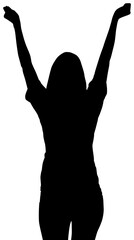 Digital png photo of sportswoman raising arms on transparent background