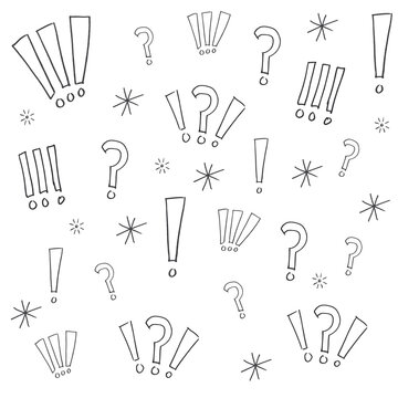 Digital png illustration of question and exclamation marks repeated on transparent background