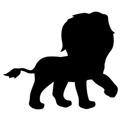 black silhouette of a lion or king of the jungle