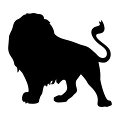 black silhouette of a lion or king of the jungle