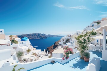 White architecture on Santorini island, Greece. Beautiful summer landscape, White architecture of...