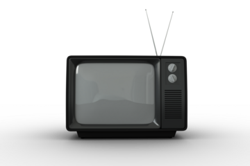 Digital png illustration of black retro tv on transparent background