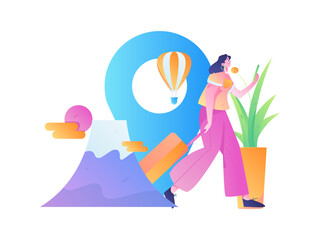 Holiday travel travel characters internet background vector hand drawn illustration
