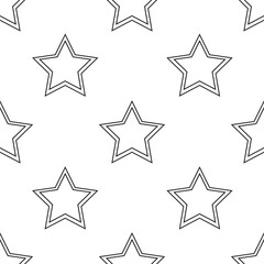 Digital png illustration of black and white pattern of repeated stars on transparent background
