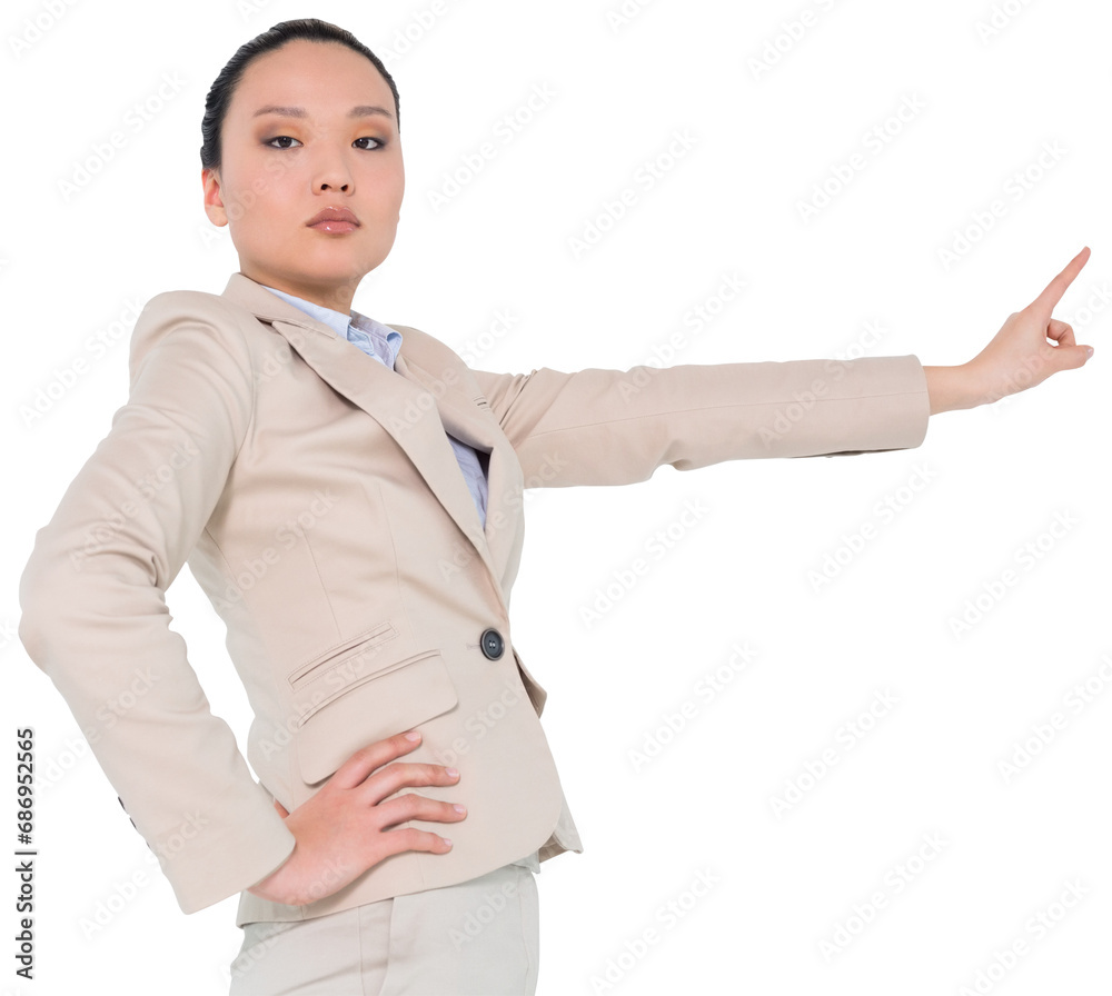 Canvas Prints Digital png photo of asian businesswoman pointing on transparent background