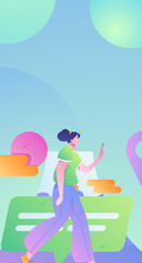 Holiday travel travel characters internet background vector hand drawn illustration
