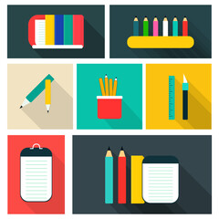 icon set of school stuff or utensil
