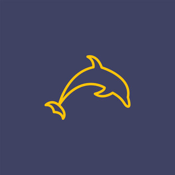 recommend clip art: Dolphin line art logo icon