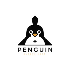 cute penguin antartic animal penguin face logo design graphic vector