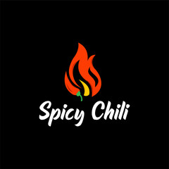 Chili Pepper Logo Template. Hot chili pepper design on black background. Vector illustration.