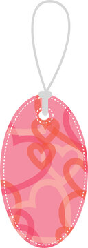 Digital png illustration of pink label with hearts on transparent background
