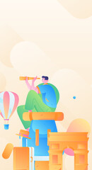 Holiday travel travel characters internet background vector hand drawn illustration
