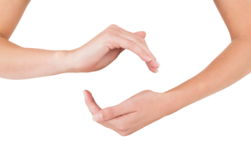 Digital png photo of hands of caucasian woman on transparent background