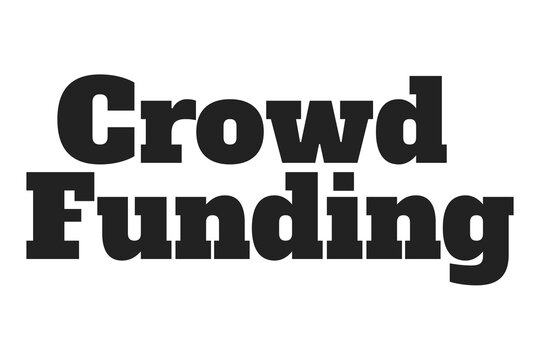 Digital png illustration of crowd funding text on transparent background