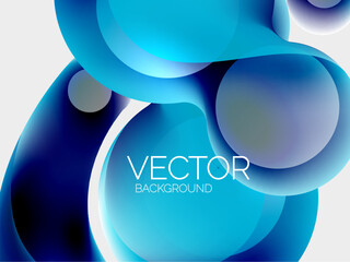 Beautiful flowing round shapes and circles abstract background. Liquid color bubble composition