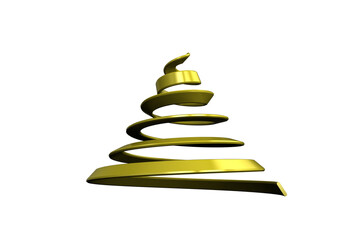 Digital png illustration of golden ribbon forming christmas tree on transparent background