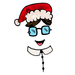 Digital png illustration of smiling face with santa hat on transparent background