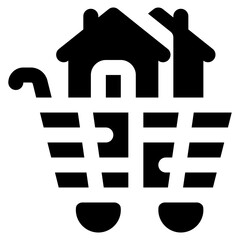 house trolley vector icon. real estate icon solid style. perfect use for logo, presentation, website, and more. simple modern icon design glyph style