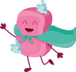 Digital png illustration of happy smiley pink soap on transparent background