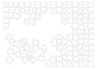 作りかけの白いジグソーパズル