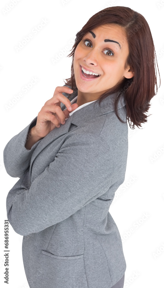 Canvas Prints Digital png photo of happy biracial businesswoman on transparent background