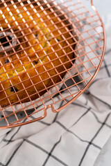 Lemon blueberry bundt cake with powdered sugar dusting