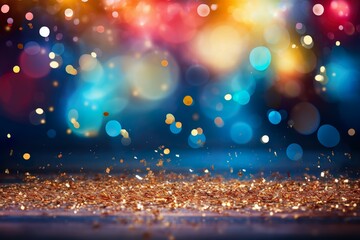 happy new year background illustration with fireworks and bokeh lights - obrazy, fototapety, plakaty