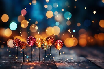 Obraz na płótnie Canvas happy new year background illustration with fireworks and bokeh lights