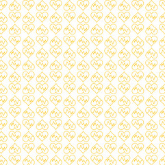 Digital png illustration of yellow pattern of repeated hearts on transparent background