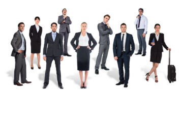 Digital png photo of group of diverse business people standing on transparent background