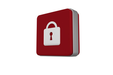 Digital png illustration of red cube with padlock symbol on transparent background