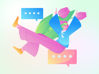 3.12 International Women's Day professional women flat character vector concept operation hand drawn illustration
