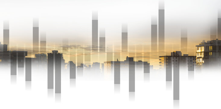 Digital png photo of cityscape with buildings on transparent background
