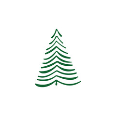 hand draw Christmas Tree vector icon on white background