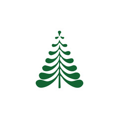 hand draw Christmas Tree vector icon on white background