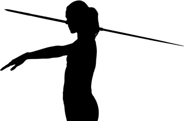 Obraz premium Digital png illustration of silhouette of sportswoman with pole on transparent background