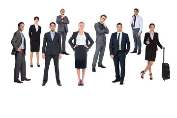Fototapeta na wymiar Digital png photo of diverse business people standing on transparent background