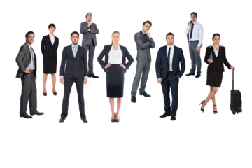 Digital png photo of diverse business people standing on transparent background